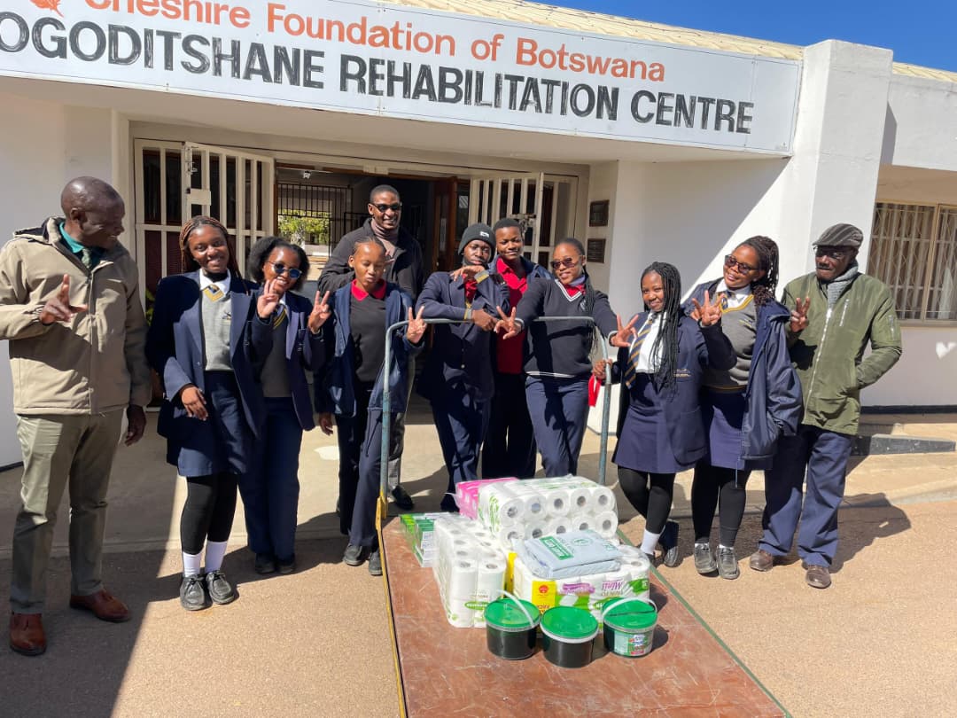 Highridge students donating supplies at Mogoditshane Rehabilitation Centre