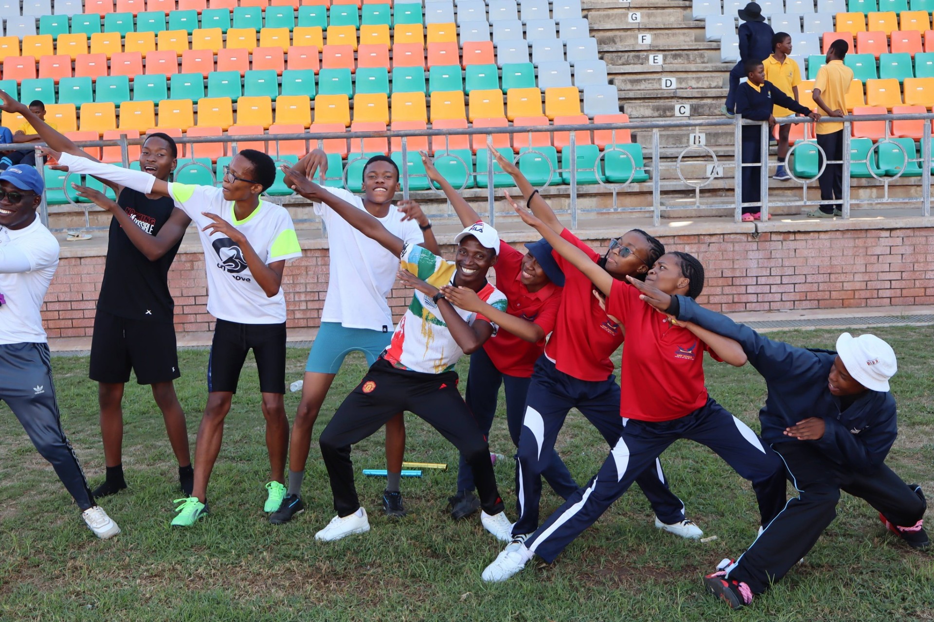 Highridge students celebrating together at the stadium