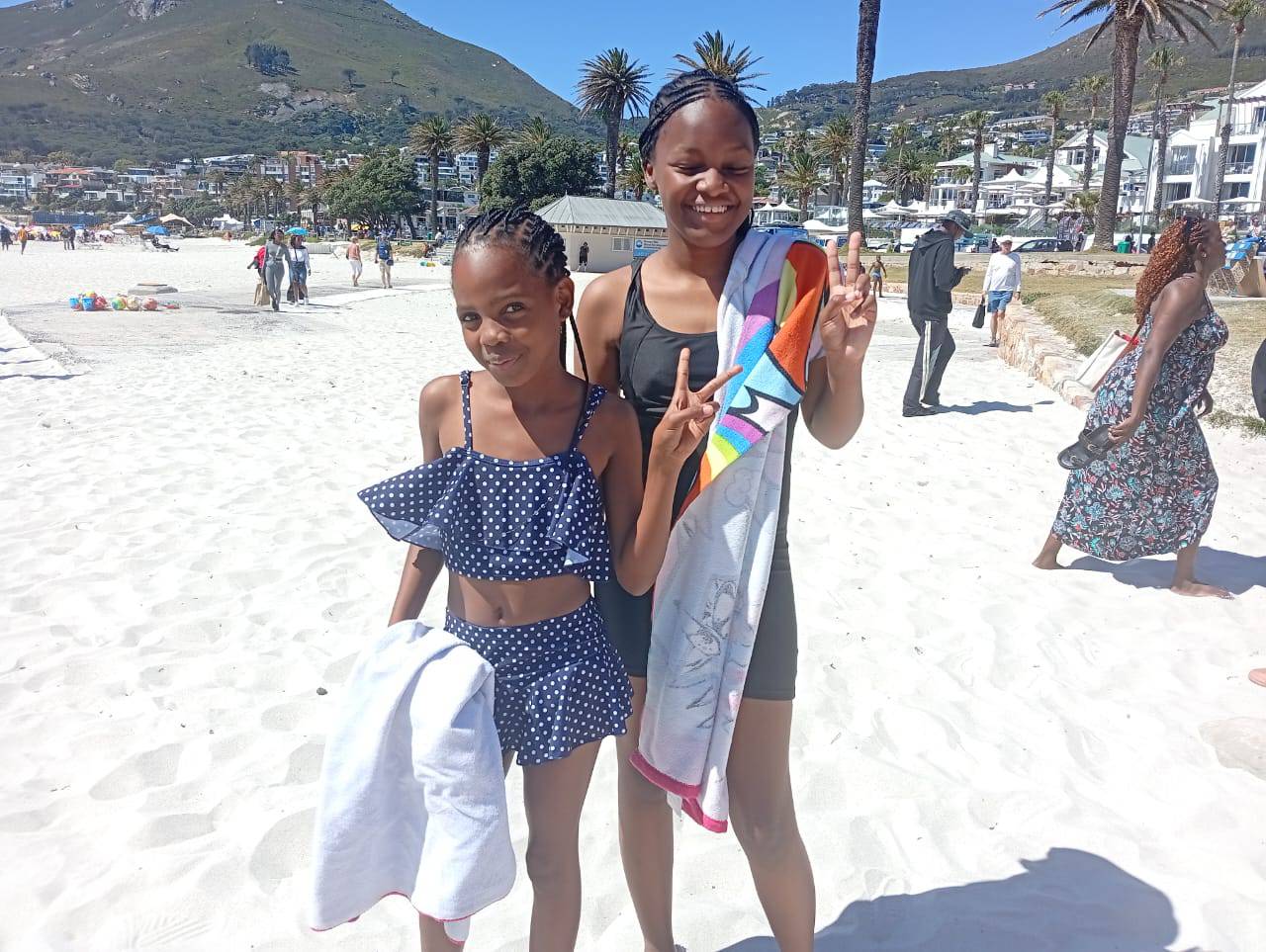 Two Highridge students on the beach in Cape Town